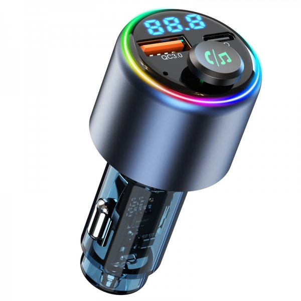Translucent Design QC18W and PD30W Bluetooth Car Charger With Rainbow LED BC89